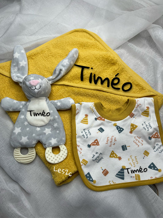 Coffret naissance « Mon Bavoir et Mon Lapin »